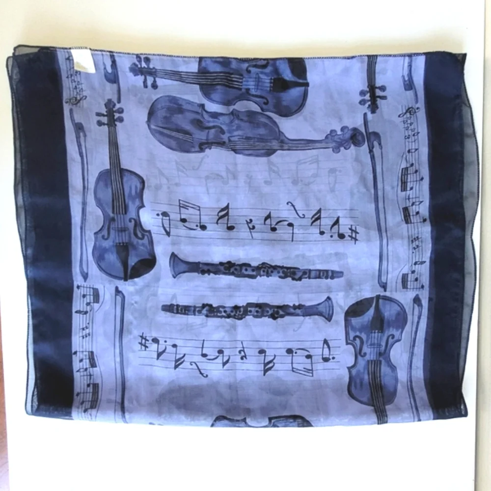Violin Lightweight Purple Scarf W Music Notes Job Women's